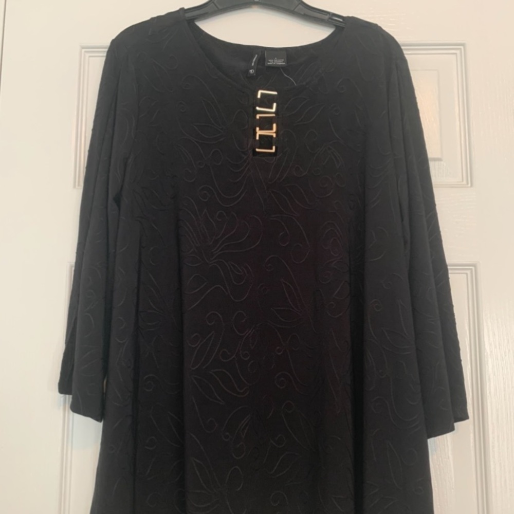 NWT L New Directions LS Black Dress Shirt